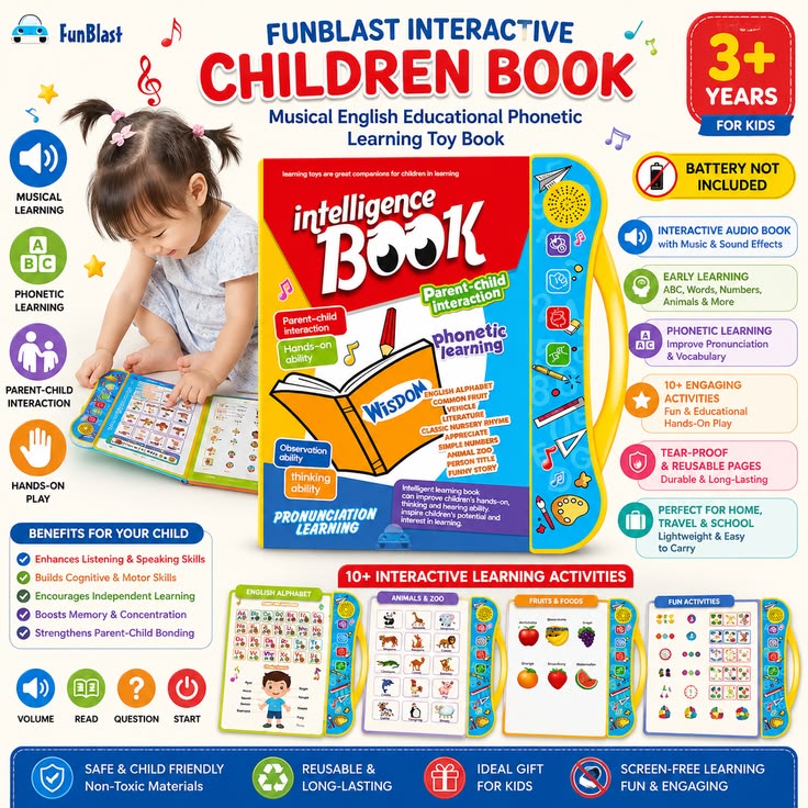 Interactive Learning Book for Kids 3+ | Musical Phonics & Educational Activity Book